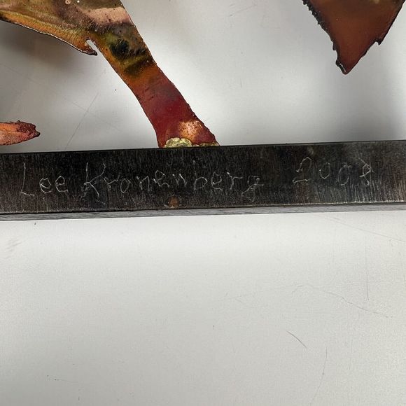 Lee J Kronenberg Copper Metal Clock Abstract Cubism Brutalist Folk Art Signed 9” - Picture 4 of 12